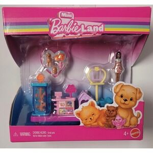 Mini BarbieLand Pet Shop Playset Mattel Pets Puppy Cat Figure NIB
